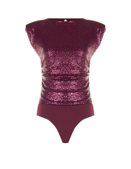 Body recouvert de paillettes avec bretelles « Rinascimento »