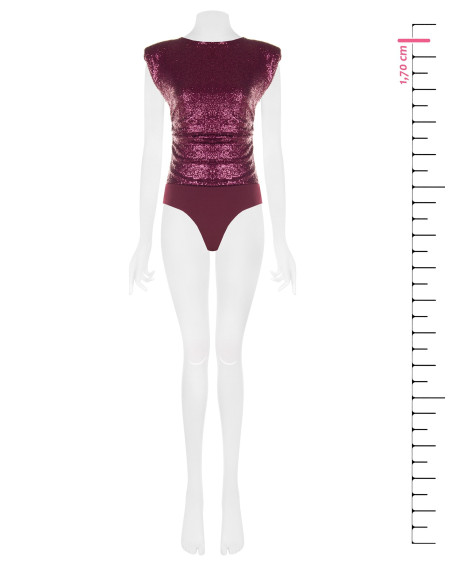 Sequin-covered bodysuit with Rinascimento-style straps