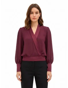 Blusa A Palloncino In Georgette Con Rever E Maxi Polsini In Raso Rinascimento