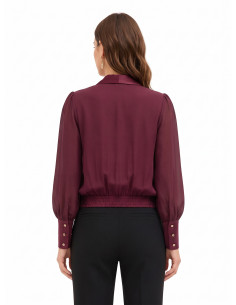 Blouse ballon en georgette avec revers et larges poignets en satin « Rinascimento » 2