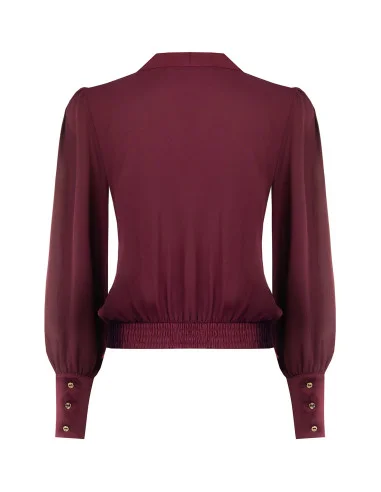 Blusa A Palloncino In Georgette Con Rever E Maxi Polsini In Raso Rinascimento