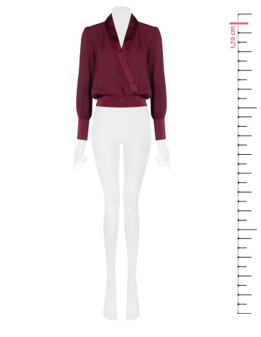 Georgette Balloon-Sleeve Blouse with Lapels and Maxi Satin Cuffs by Rinascimento