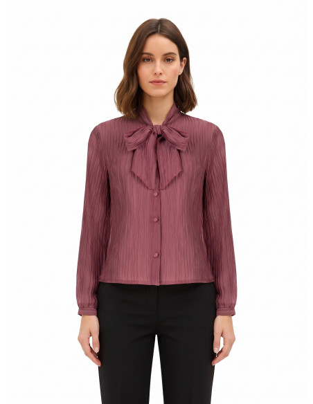 Pleated Lyocell-Blend Shirt with a ‘Rinascimento’ Bow