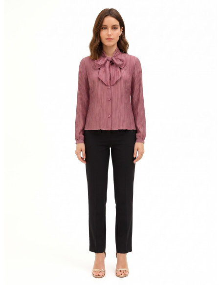 Pleated Lyocell-Blend Shirt with a ‘Rinascimento’ Bow