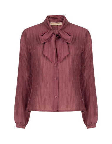 Camicia Plisse In Misto Lyocell Con Fiocco Rinascimento