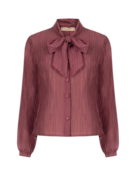 Camicia Plisse In Misto Lyocell Con Fiocco Rinascimento