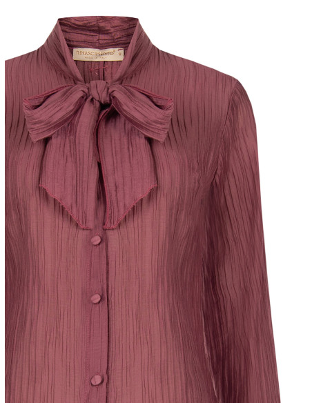 Camicia Plisse In Misto Lyocell Con Fiocco Rinascimento