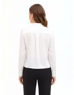 Matte Satin Blouse with Pleated Centre Panel and Hidden Buttons by Rinascimento 2