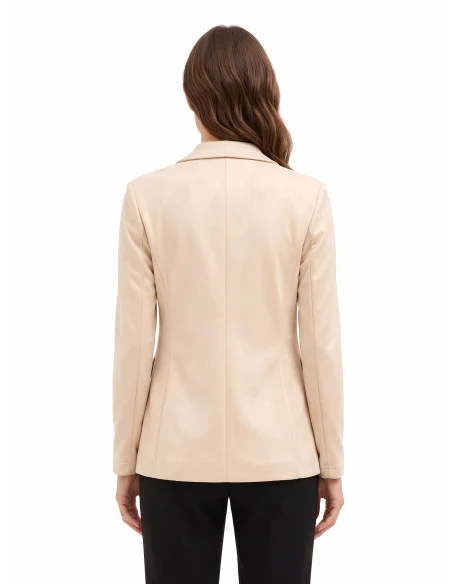 Veste blazer en simili-cuir de daim avec bouton effet nacre « Rinascimento »