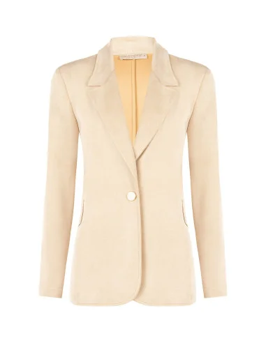 Veste blazer en simili-cuir de daim avec bouton effet nacre « Rinascimento »