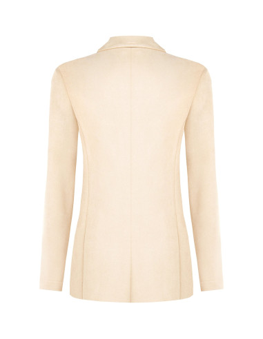 Faux Calfskin Blazer Jacket with Mother-of-Pearl-Effect Buttons by Rinascimento
