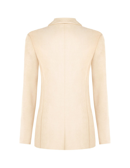 Faux Calfskin Blazer Jacket with Mother-of-Pearl-Effect Buttons by Rinascimento