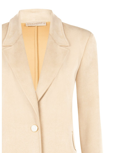 Faux Calfskin Blazer Jacket with Mother-of-Pearl-Effect Buttons by Rinascimento
