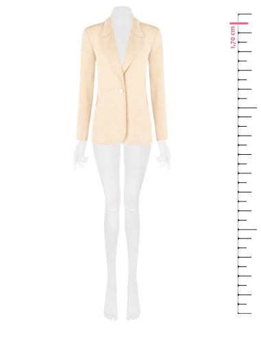 Faux Calfskin Blazer Jacket with Mother-of-Pearl-Effect Buttons by Rinascimento