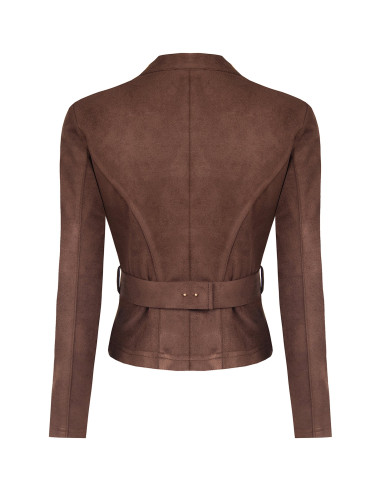 Giacca Blazer Corta Sfiancata In Simil-Dainetto Con Cintura Rigida Coordinata E Fibbia Catena Rinascimento