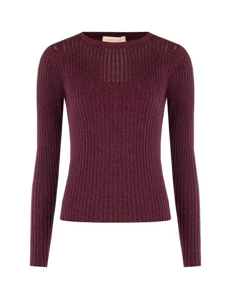 Rinascimento Fitted Sweater with Wide Ribbing and Lurex