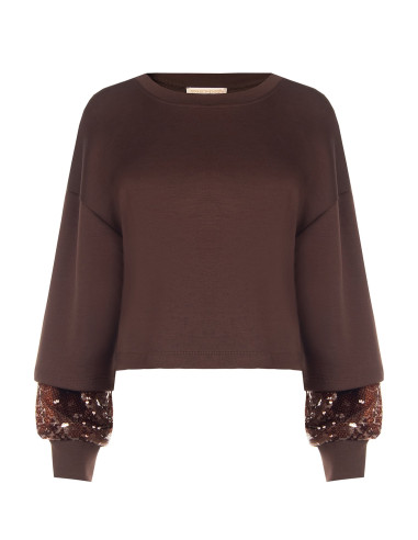Felpa In Neoprene Con Dettaglio In Paillettes Nelle Maniche Rinascimento