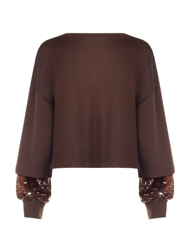 Felpa In Neoprene Con Dettaglio In Paillettes Nelle Maniche Rinascimento