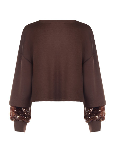 Neoprene Sweatshirt with Sequinned Sleeves by Rinascimento