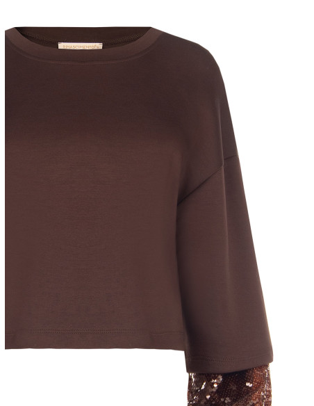 Felpa In Neoprene Con Dettaglio In Paillettes Nelle Maniche Rinascimento