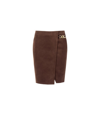 Minigonna Effetto Portafoglio In Simil-Dainetto Con Dettaglio Catena Rinascimento