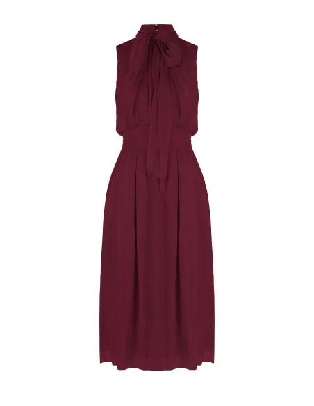 Robe midi en satin lamé avec nœud et élastique à la taille Rinascimento