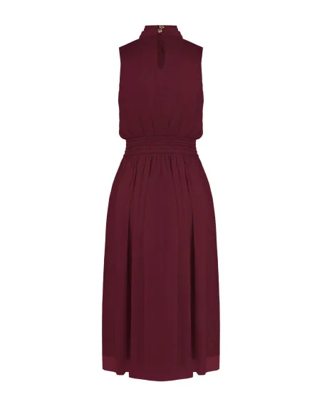 Robe midi en satin lamé avec nœud et élastique à la taille Rinascimento