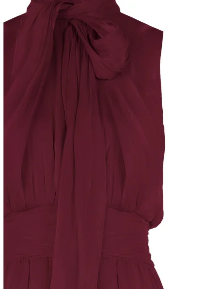 Laminated Satin Midi Dress with Bow and Elasticated Waist Rinascimento