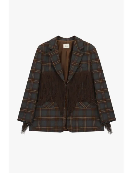Blazer à carreaux avec franges décoratives Dixie