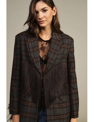 Blazer A Quadri Con Frange Decorative Dixie