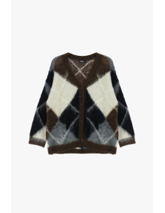 Dixie Long-Sleeved Diamond-Pattern Cardigan with Buttons 2