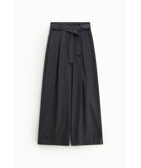 Pantaloni Palazzo Vita Alta Con Cintura E Pinces Dixie