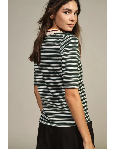 T-shirt à rayures avec col tricoté Dixie