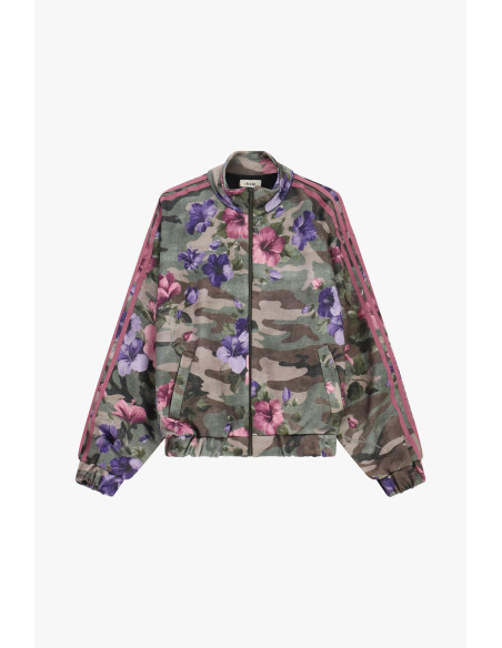 Blouson aviateur à imprimé floral et détails rayés Dixie