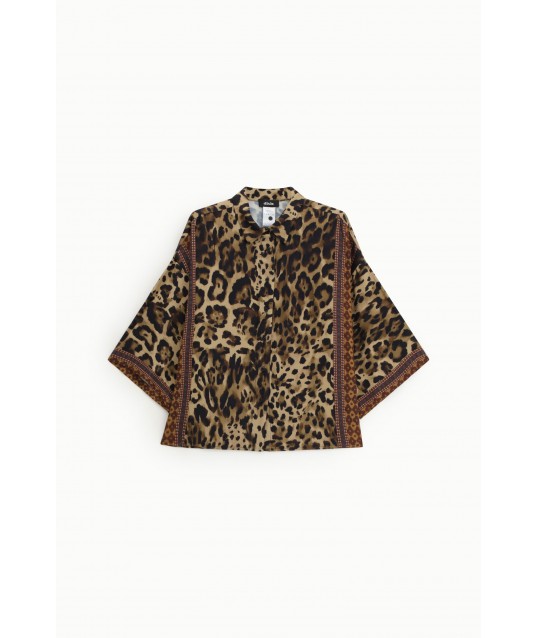 Camicia Ampia Fantasia Animalier Maniche Tre Quarti Dixie