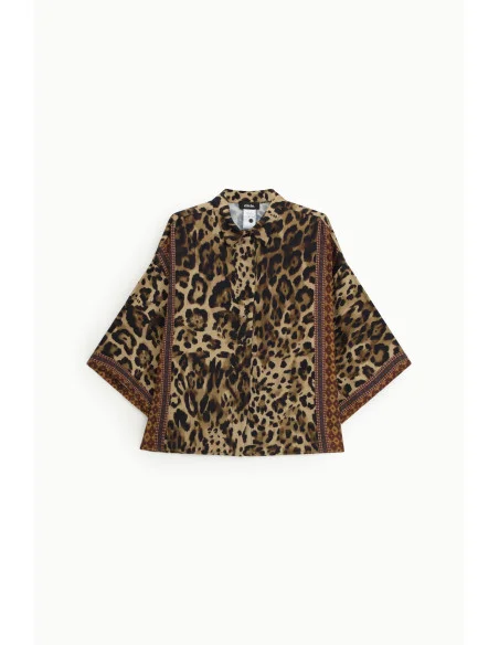 Blouse ample à imprimé animalier, manches trois-quarts Dixie