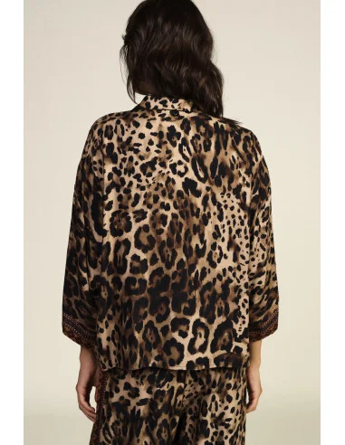 Blouse ample à imprimé animalier, manches trois-quarts Dixie