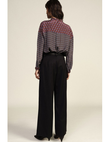 Pantalon palazzo avec ceinture à la taille et pinces Dixie