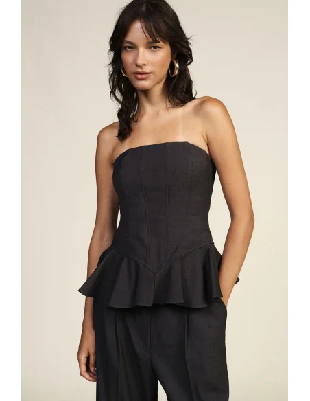 Top bustier à volants froncés Dixie