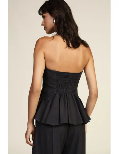 Strapless Ruched Ruffle Top Dixie