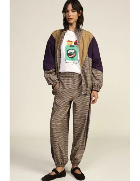 Pantalon de jogging à motif micro-carreaux avec bandes latérales Dixie