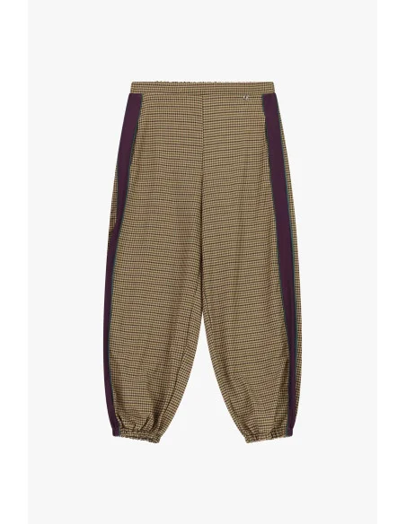 Micro-Check Pattern Jogger Trousers with Side Bands Dixie