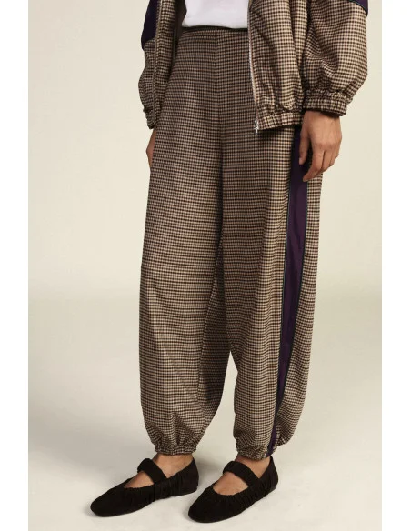 Pantalon de jogging à motif micro-carreaux avec bandes latérales Dixie