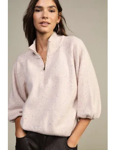 Zip-Up Sweater With Balloon Sleeves Dixie