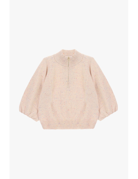 Dixie Zip-Up Sweater with Puffed Sleeves - Vestiti Firmati Life Smiles