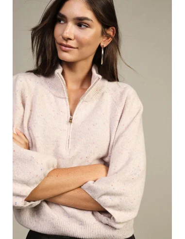 Zip-Up Sweater With Balloon Sleeves Dixie