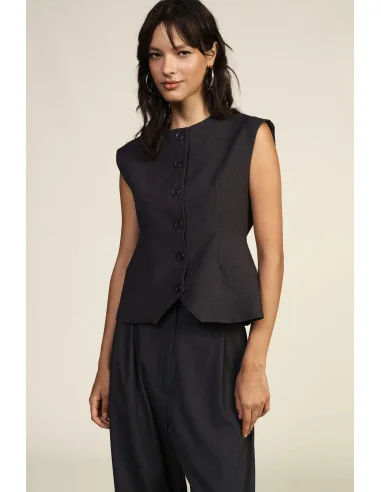 Sleeveless Vest With Front Button Fastening Dixie