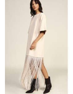 Dixie Long T-Shirt Dress with Decorative Fringing - Vestiti Firmati...