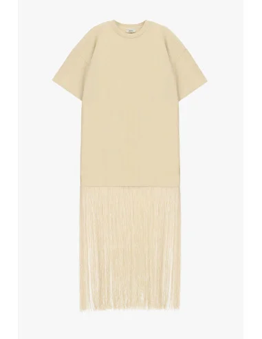 Long T-Shirt Dress with Decorative Fringes Dixie