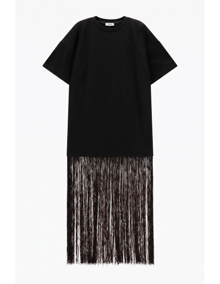 Dixie Long T-Shirt Dress with Decorative Fringing - Vestiti Firmati...